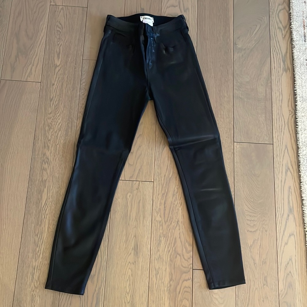 L’Agence Women's Margot High Rise Coated Skinny Jeans Black size 24 NWOT